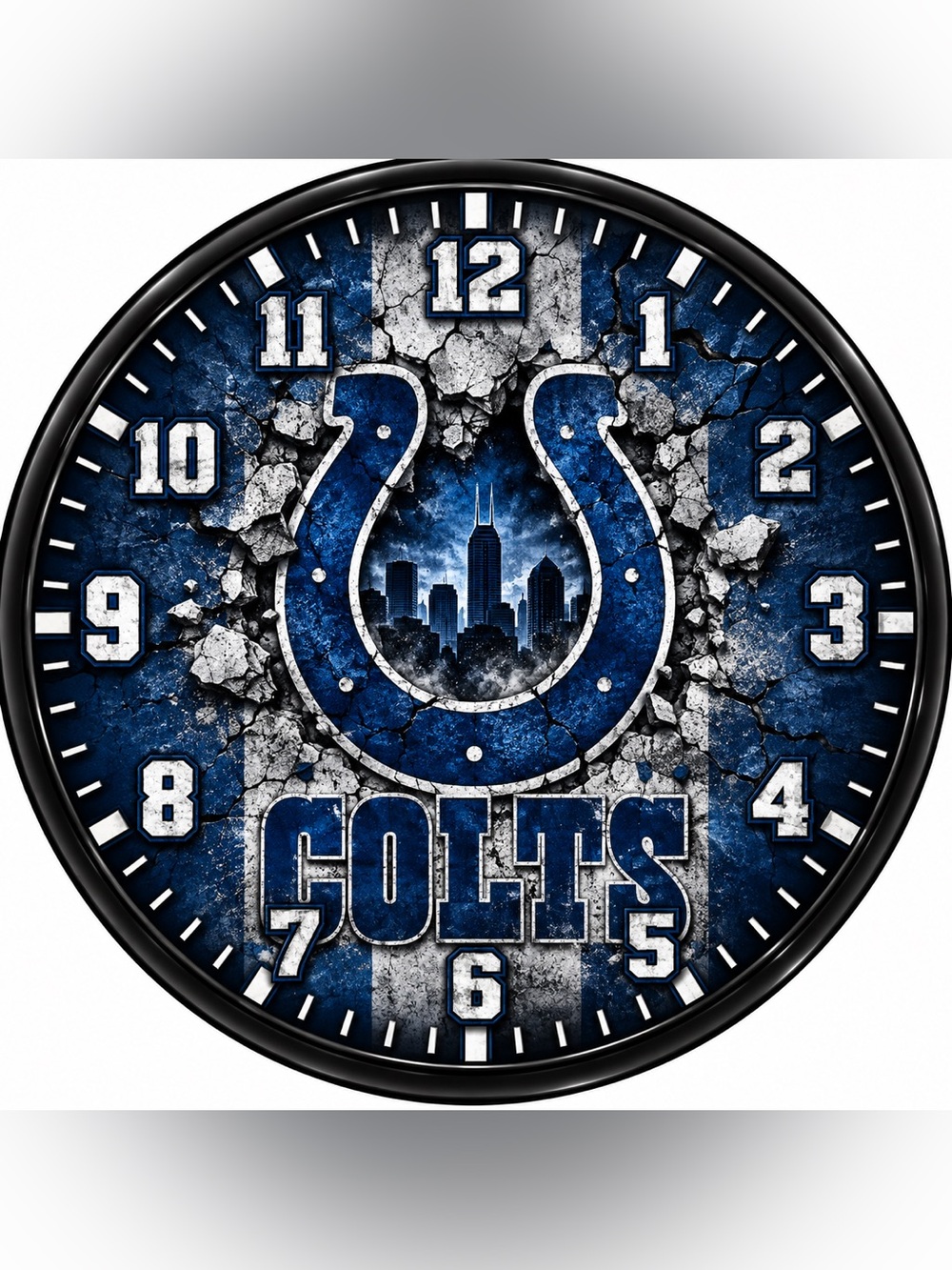 Colts Wall Clock Decor in Blue and White - Team Logo Design